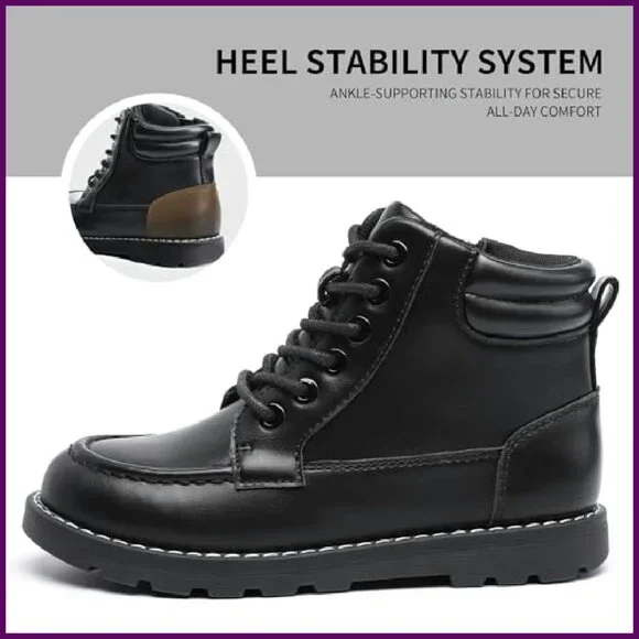 Kids Ankle Snow Boots Winter Casual Dress Shoes Side Zipper